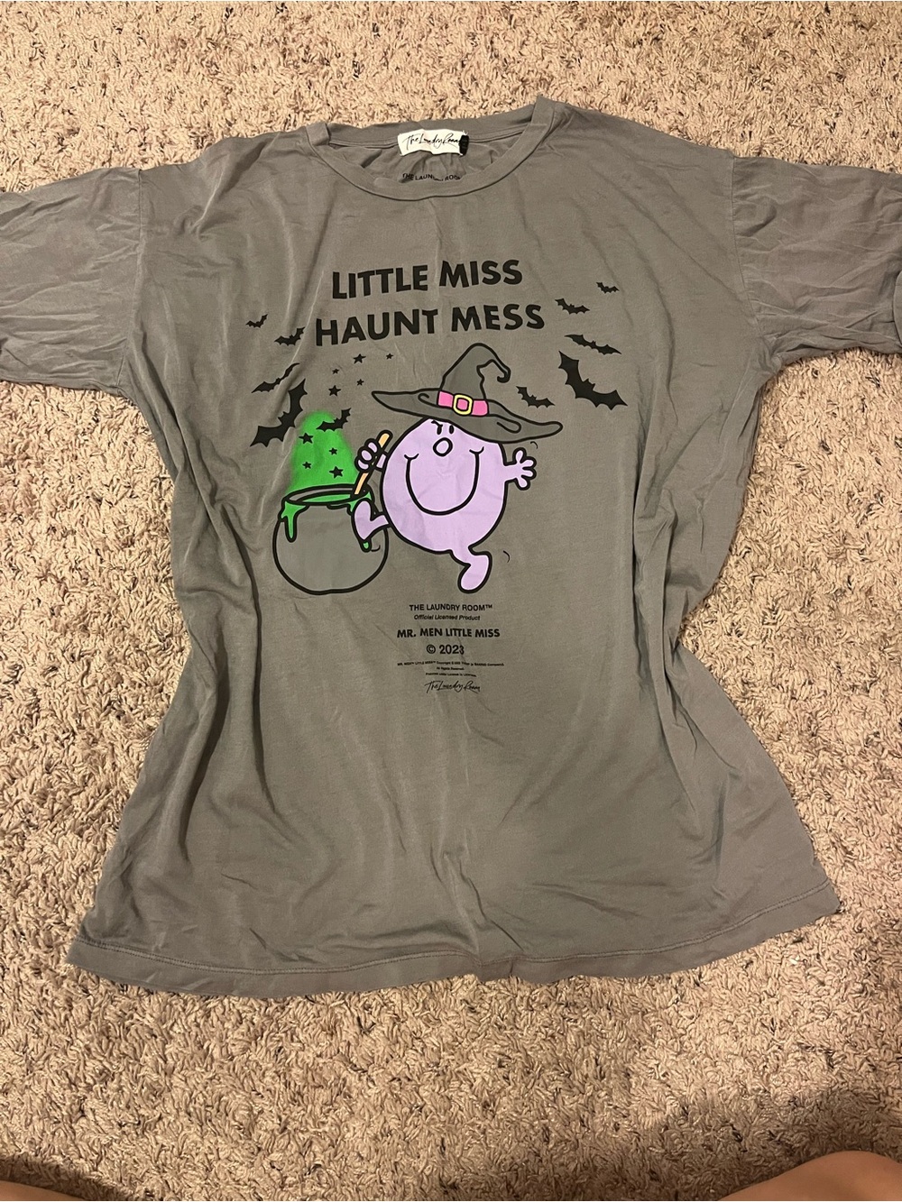 The Laundry Room Little Miss Haunt Mess Gray Halloween Tee